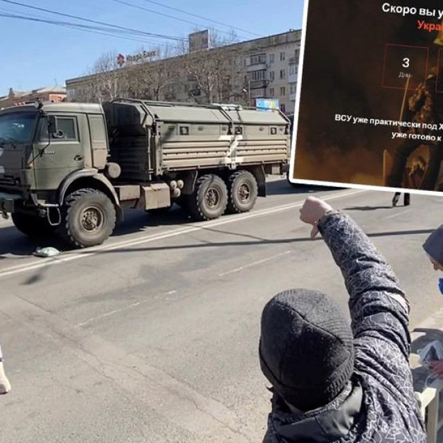 &lt;p&gt;Prosvjedi Ukrajinaca u Hersonu protiv ruske vojske (glavna fotografija, arhiva); prizor s web stranice ukrajinskog pokreta otpora (gore desno)&lt;/p&gt;