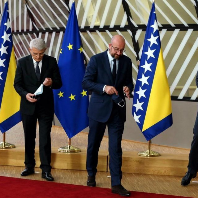 Šefik Džaferović, Milorad Dodik, Željko Komšić i Charles Michel