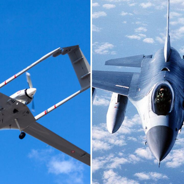 &lt;p&gt;Turski dron Bajraktar i američki vojni zrakoplov F-16&lt;/p&gt;
