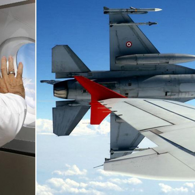 &lt;p&gt;Recep Tayyip Erdogan kroz prozor aviona gleda kako leti borbeni avion F-16 Zračnih snaga Turske&lt;/p&gt;