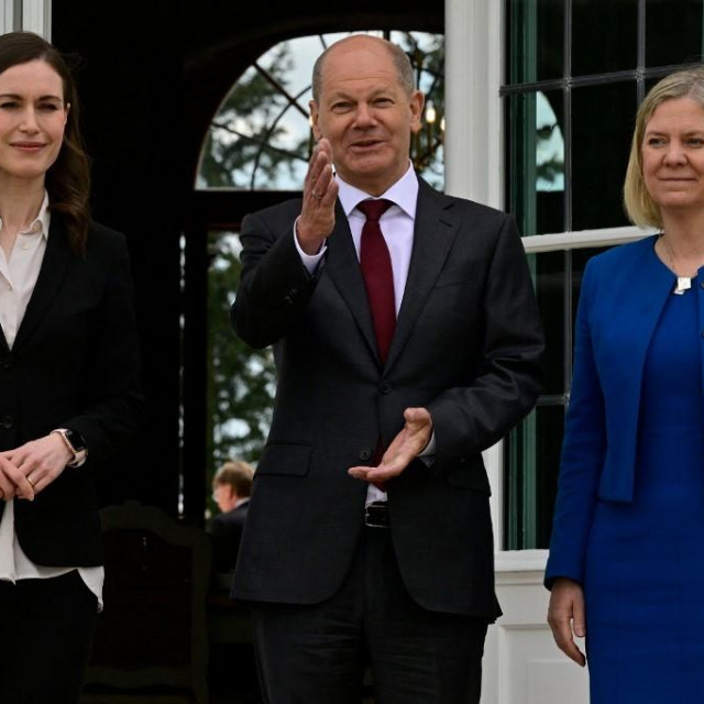 Finska premijerka Sanna Marin, njemački kancelar Olaf Scholz i švedsja premijerka Magdalena Andersson/Arhivska fotografija
