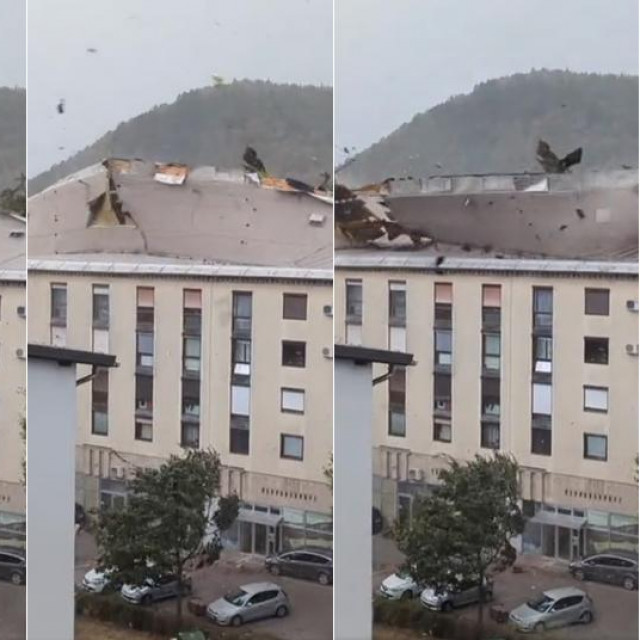 &lt;p&gt;Olujni vjetar uništio je krov jedne zgrade u Kranju u Sloveniji&lt;/p&gt;