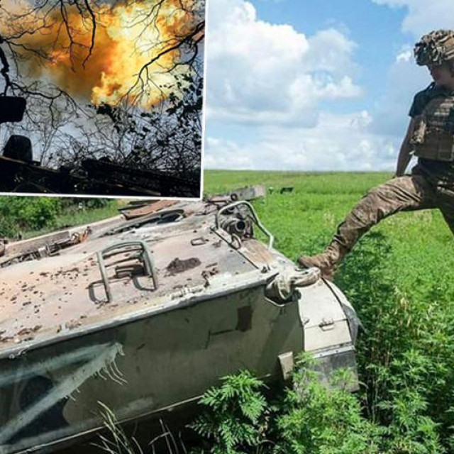 &lt;p&gt;Ukrajinski vojnik pored napuštenog ruskog tenka&lt;/p&gt;