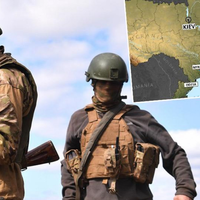 &lt;p&gt;Ruski separatisti u Donjecku i karta Ukrajine s okupiranim teritorijima&lt;/p&gt;