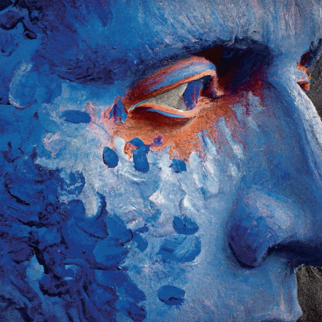 &lt;p&gt;&lt;br&gt;
Lice plavog čovjeka s plavim suzama DALL-E-jev je autoportret, odnosno slika koju smo dobili na traženje ”autoportreta umjetne inteligencije”&lt;/p&gt;