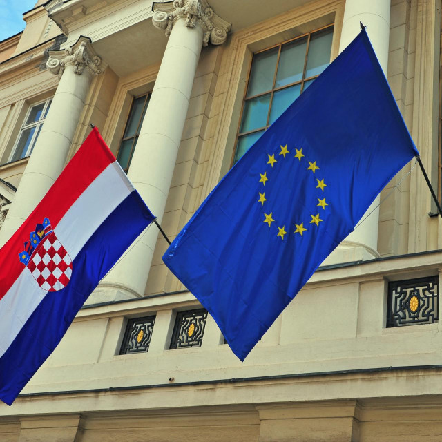 &lt;p&gt;Flags of Croatia and European Union on the building&lt;/p&gt;