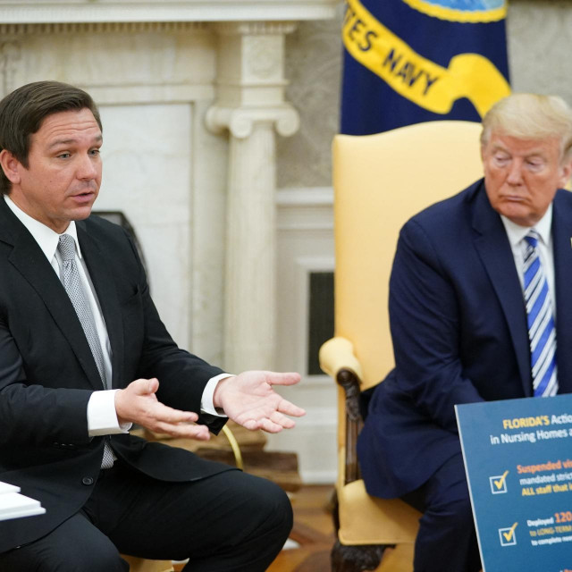 &lt;p&gt;US President Donald Trump listens as he meets with Florida Governor Ron DeSantis(L) in the Oval Office of the White House in Washington, DC on April 28, 2020. (Photo by MANDEL NGAN/AFP)&lt;/p&gt;