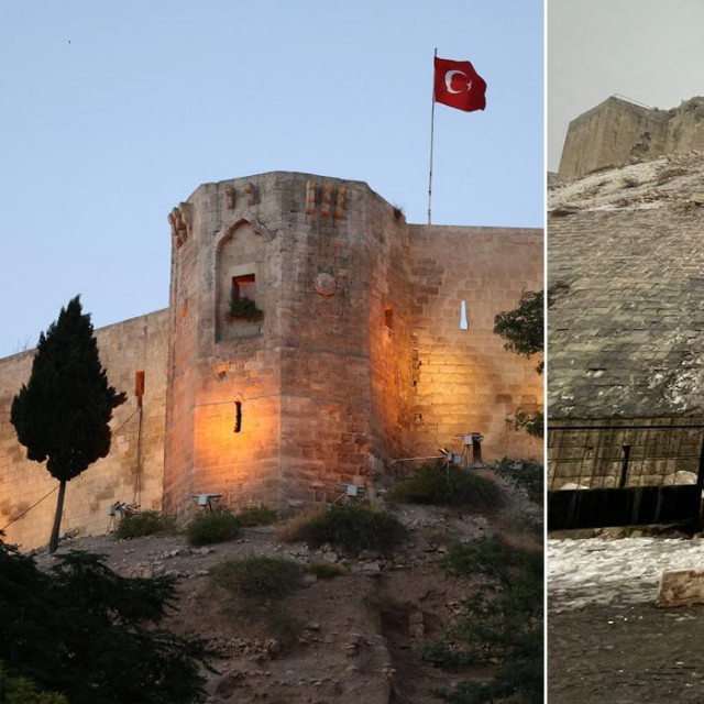 Utvrda Gaziantep prije i poslije potresa