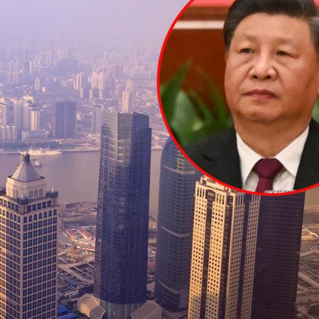 Panorama Šangaja i Xi Jinping