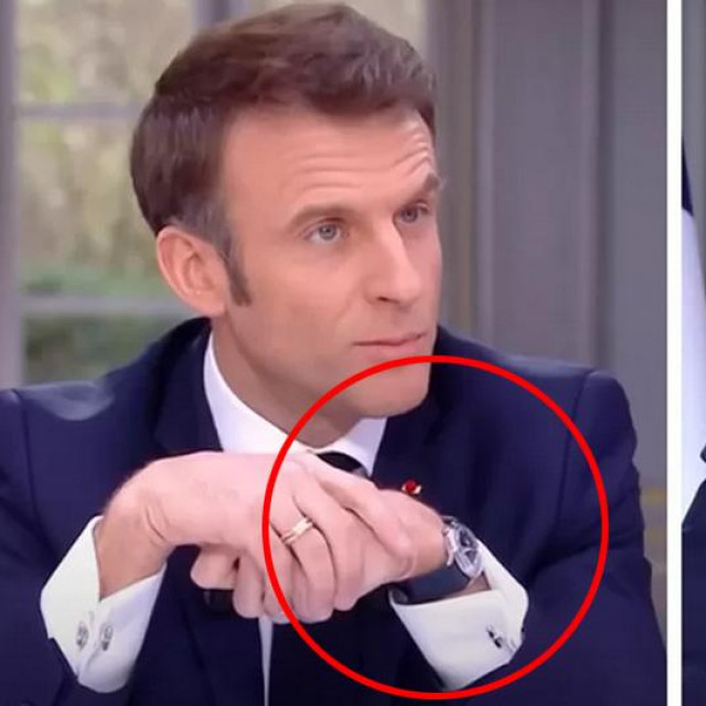 &lt;p&gt;Emmanuel Macron sa satom i bez njega tijekom istog intervjua&lt;/p&gt;