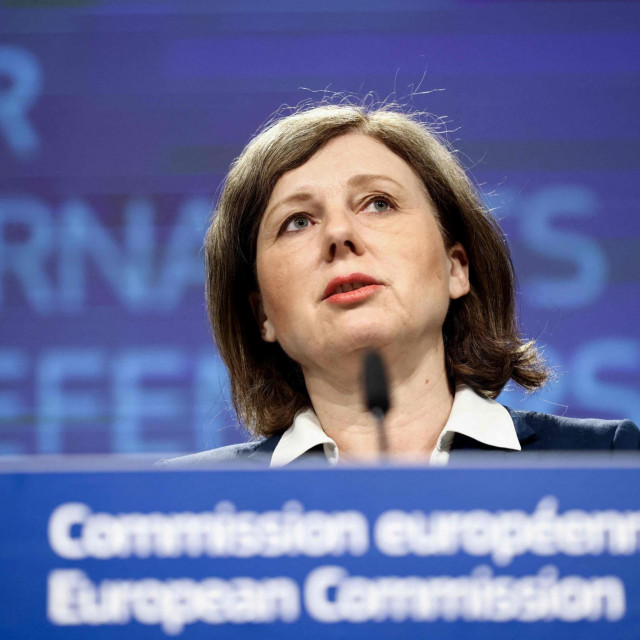 &lt;p&gt;European Commission Vice-President in charge of Values and Transparency Vera Jourova gives a press conference on the protection of journalists and human right defenders against abusive litigation at the EU headquarters in Brussels on April 27, 2022. (Photo by Kenzo TRIBOUILLARD/AFP)&lt;/p&gt;