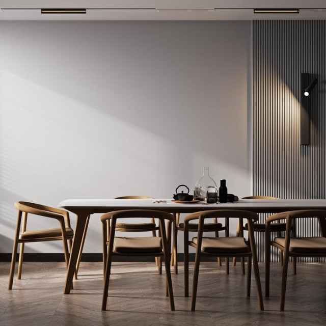 &lt;p&gt;Home interior, modern dark dining room interior, gray empty wall mock up, 3d render&lt;/p&gt;
