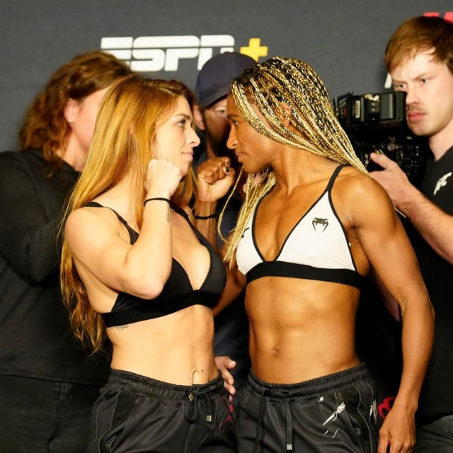 &lt;p&gt;May 19, 2023, LAS VEGAS, LAS VEGAS, NV, United States: LAS VEGAS, NV - May 19: (L-R) Mackenzie Dern and Angela Hill face-off following the official weigh-in at the Sante Fe Station Hotel &amp; Casino for UFC Vegas 73 - Dern vs Hill - weigh-ins on May 19, 2023 in LAS VEGAS, United States.,Image: 777444678, License: Rights-managed, Restrictions:, Model Release: no, Credit line: Louis Grasse/Zuma Press/Profimedia&lt;/p&gt;