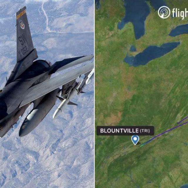 &lt;p&gt;Ilustracija vojnog zrakoplova F-16; putanja Cessne na Flight Radaru&lt;/p&gt;