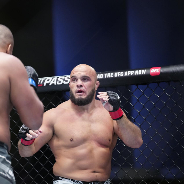 LAS VEGAS, NV - MAY 20: (R-L) Ilir Latifi battles Rodrigo Nascimento in their Lightweight bout during the UFC Vegas 73 event at UFC Apex on May 20, 2023, in Las Vegas, NV.,Image: 778107254, License: Rights-managed, Restrictions: FOR EDITORIAL USE ONLY. Icon Sportswire reserves the right to pursue unauthorized users of this image. If you violate our intellectual property you may be liable for: actual damages, loss of income, and profits you derive from the use of this image, and, where appropriate, the costs of collection and/or statutory damages up to $150,000 (USD)., Model Release: no, Credit line: Louis Grasse/PxImages/Icon Sportswire/Newscom/Profimedia