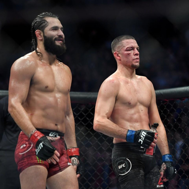 &lt;p&gt;Nov 2, 2019; New York, NY, USA; Jorge Masvidal (red gloves) and Nate Diaz (blue gloves) react after their fight during UFC 244 at Madison Square Garden.,Image: 480802689, License: Rights-managed, Restrictions: *** World Rights ***, Model Release: no, Credit line: USA TODAY Network/ddp USA/Profimedia&lt;/p&gt;