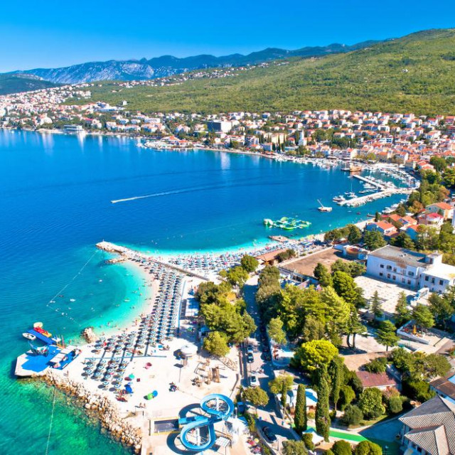 &lt;p&gt;Selce and Poli Mora turquoise beach aerial view, Crikvenica riviera in Croatia&lt;/p&gt;