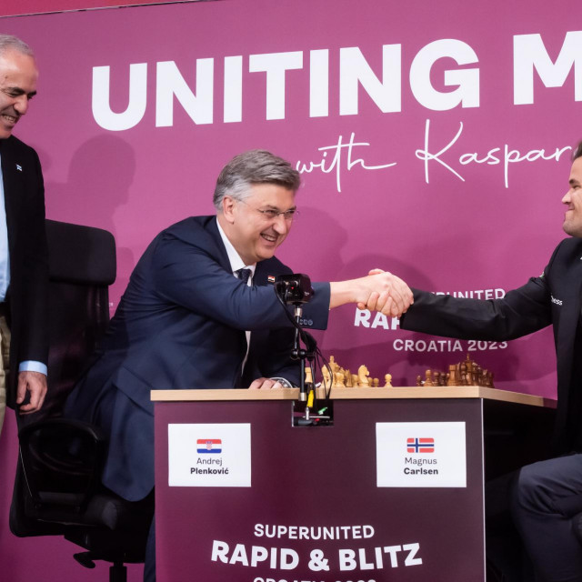 Garry Kasparov, Andrej Plenković i Magnus Carlsen
 