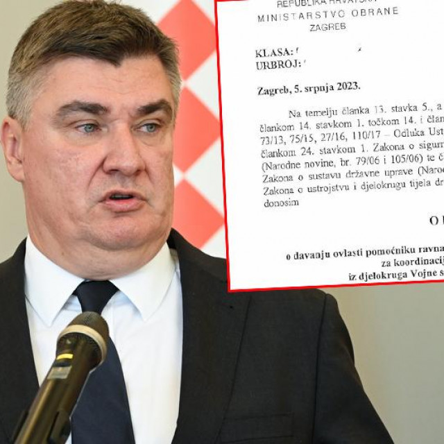 Zoran Milanović i screenshot Odluke koju je ministar obrane Mario Banožić pripremio 5. srpnja 2023
