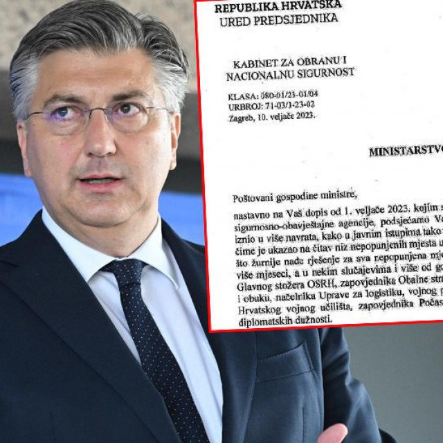 Andrej Plenković i screenshot dopisa Ureda predsjednika