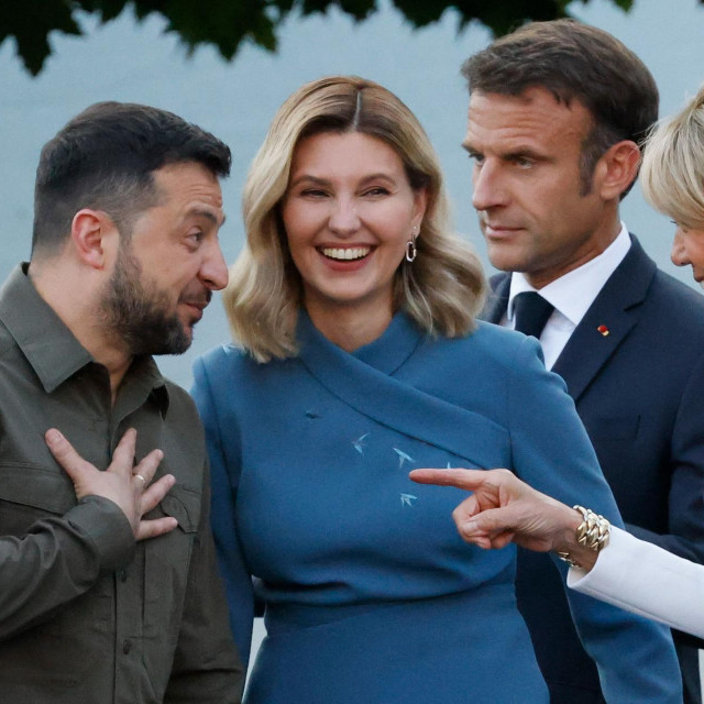 Volodimir Zelenski, Olena Zelenska, Emmanuel Macron i Brigitte Macron