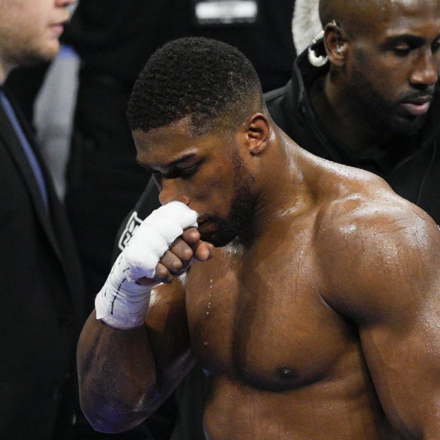 Anthony Joshua after final bell as he has unanimous points victory over Jermaine Franklin
Anthony Joshua v Jermaine Franklin Jr & Undercard, Boxing, The O2 Arena, London, UK - 01 Apr 2023,Image: 766638551, License: Rights-managed, Restrictions:, Model Release: no, Credit line: Dave Shopland/Shutterstock Editorial/Profimedia
