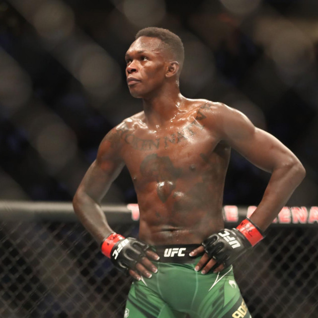 LAS VEGAS, NV - JULY 2: Israel Adesanya looks on during UFC 276 on July 02, 2022, at T-Mobile Arena in Las Vegas, Nevada.,Image: 704839729, License: Rights-managed, Restrictions: FOR EDITORIAL USE ONLY. Icon Sportswire reserves the right to pursue unauthorized users of this image. If you violate our intellectual property you may be liable for: actual damages, loss of income, and profits you derive from the use of this image, and, where appropriate, the costs of collection and/or statutory damages up to $150,000 (USD)., Model Release: no, Credit line: Alejandro Salazar/PxImages/Icon Sportswire/Newscom/Profimedia