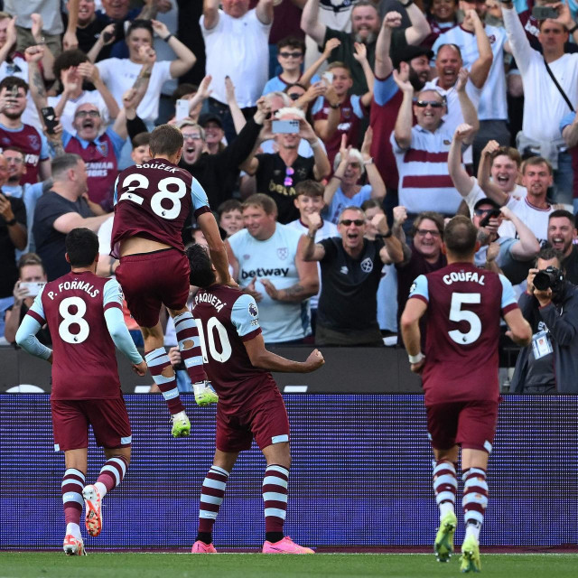 &lt;p&gt;West Ham United‘s players celebrate their third goal during the English Premier League football match between West Ham United and Chelsea at the London Stadium, in London on August 20, 2023. (Photo by JUSTIN TALLIS/AFP)/RESTRICTED TO EDITORIAL USE. No use with unauthorized audio, video, data, fixture lists, club/league logos or ‘live‘ services. Online in-match use limited to 120 images. An additional 40 images may be used in extra time. No video emulation. Social media in-match use limited to 120 images. An additional 40 images may be used in extra time. No use in betting publications, games or single club/league/player publications./&lt;/p&gt;