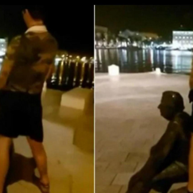 Mladić urinira po kipu Miljenka Smoje u Splitu