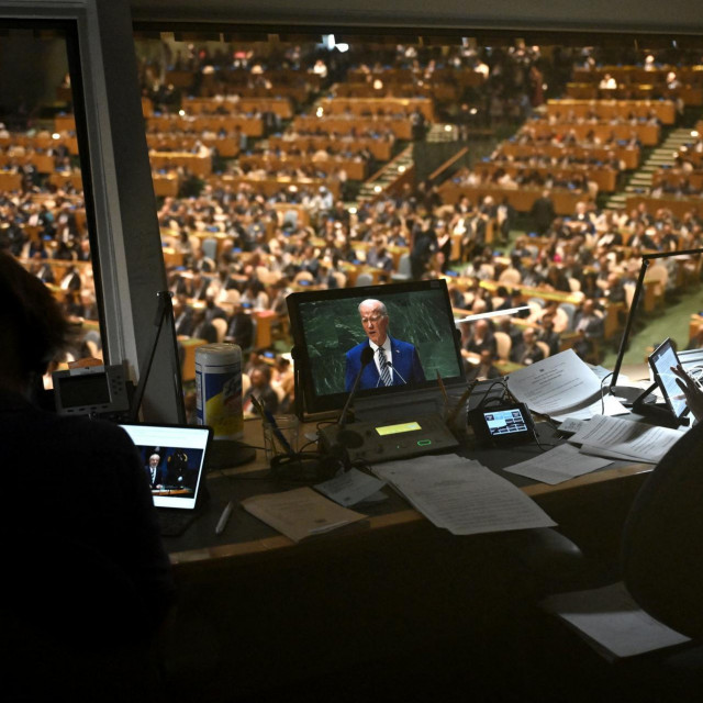 &lt;p&gt;Obraćanje Joea Bidena u Općoj skupštini UN-a, pogled iz prevodilačke kabine&lt;/p&gt;
