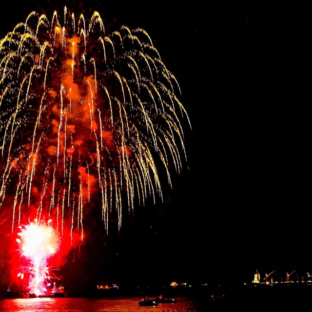 In this photograph taken on November 17, 2023, fireworks explode over the sky in Male in celebration after the swearing-in of Maldives‘ President Mohamed Muizzu. President Mohamed Muizzu of the Maldives vowed on November 17 to expel Indian troops deployed in the strategically located archipelago, in his first speech to the nation after being sworn into power. (Photo by Ishara S. KODIKARA/AFP)