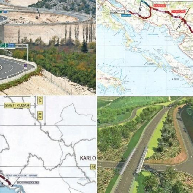 &lt;p&gt;Gore lijevo: Gradilište autoceste Vrgorac - Čvor Ploče i brze ceste Čvor Ploče - Karamatići; gore desno: dubrovačka autocesta najskuplja je koja će se graditi u Hrvatskoj; dolje lijevo: dionica ceste od Križišća do Selca mogla bi stajati oko 420 milijuna eura: dolje desno: čvor Doli&lt;/p&gt;