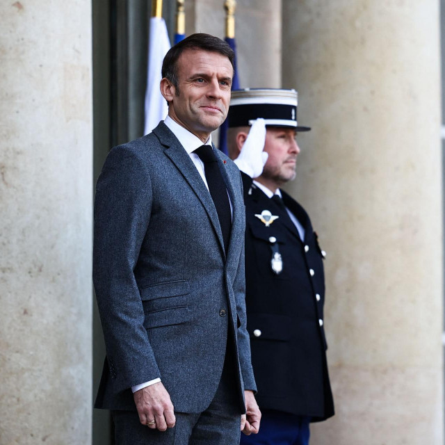 &lt;p&gt;French President Emmanuel Macron waits to welcome Cambodia‘s Prime Minister ahead of a meeting at the Elysee Presidential Palace, in Paris, on January 18, 2024. (Photo by Anne-Christine POUJOULAT/AFP)&lt;/p&gt;