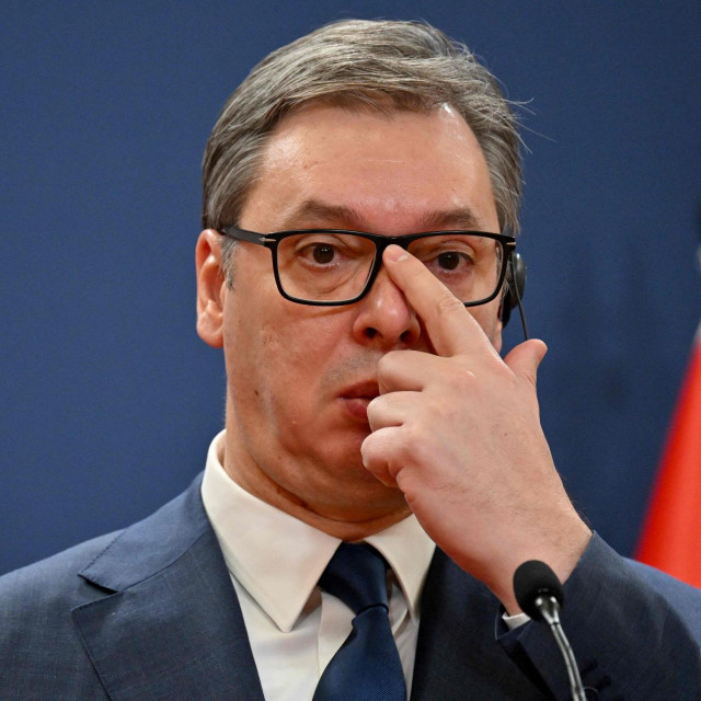 &lt;p&gt;Serbian President Aleksandar Vucic attends a joint press conference with Greek Prime Minister (unseen) in Belgrade on February 12, 2024. Greek Prime Minister Kyriakos Mitsotakis arrived on a two day working visit to Serbia. (Photo by Andrej ISAKOVIC/AFP)&lt;/p&gt;