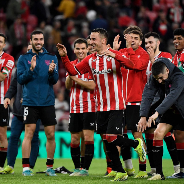 &lt;p&gt;Athletic Bilbao‘s Spanish forward #07 Alex Berenguer (C) and teammates celebrate at the end of the Spanish league football match between Athletic Club Bilbao and Girona FC at the San Mames stadium in Bilbao on February 19, 2024. (Photo by ANDER GILLENEA/AFP)&lt;/p&gt;