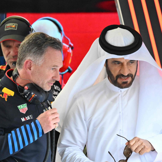 Christian Horner i predsjednik FIA-e Mohamed bin Sulajem tijekom kvalifikacija za utrku u Bahreinu