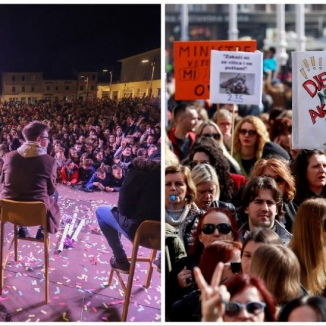 Umažani na dočeku Baby Lasagne, prosvjed sindikata Preporod na Europskom trgu u Zagrebu