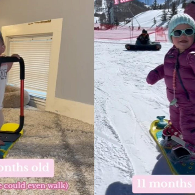 Beba koja zna voziti snowboard
