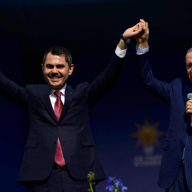 Recep Tayyip Erdogan i Murat Kurum na predizbornom skupu u Istanbulu