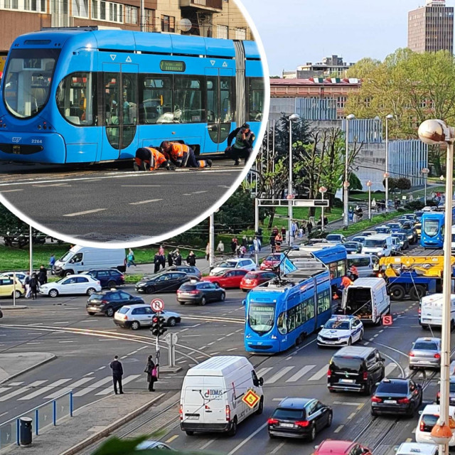 zastoj tramvaja u Zagrebu