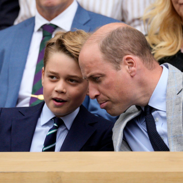 Mandatory Credit: Photo by Dave Shopland/Shutterstock (14011307m)
Prince William and Prince George in the Royal Box on Centre Court
Wimbledon Tennis Championships, Day 14, The All England Lawn Tennis and Croquet Club, London, UK - 16 Jul 2023
