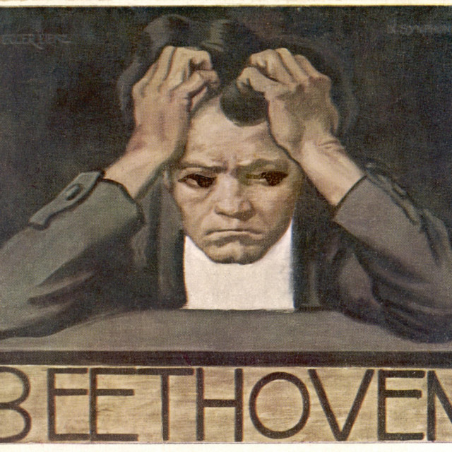 Ilustracija, prikaz skladatelja Beethovena