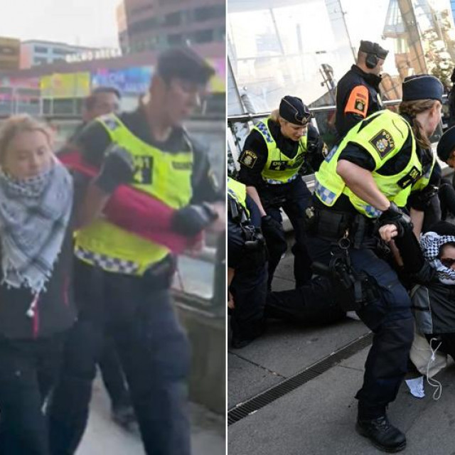 Gretu Thunberg odvodi policija