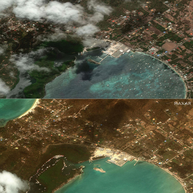 Satelitske snimke tvrtke Maxar pokazuju stanje prije i poslije uragana