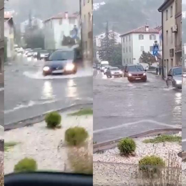 Poplava na jednoj od prometnica u Pazinu