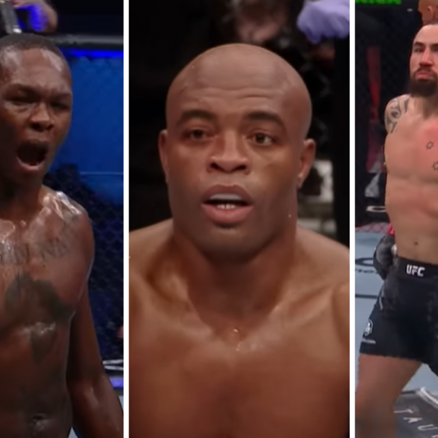 Israel Adesanya (lijevo) | Anderson Silva (sredina) | Robert Whittaker (desno)