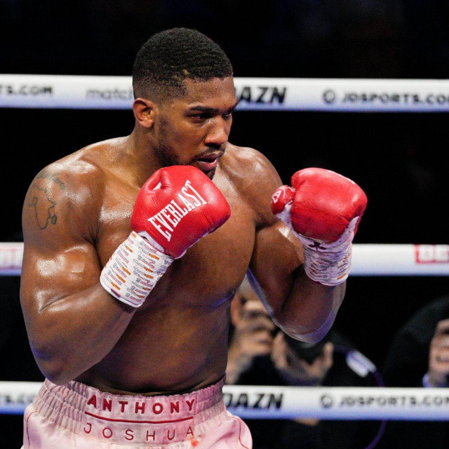 Anthony Joshua in action during his unanimous points victory over Jermaine Franklin
Anthony Joshua v Jermaine Franklin Jr & Undercard, Boxing, The O2 Arena, London, UK - 01 Apr 2023,Image: 766717493, License: Rights-managed, Restrictions:, Model Release: no, Credit line: Dave Shopland/Shutterstock Editorial/Profimedia