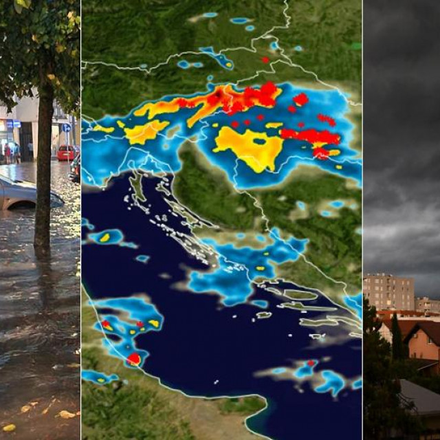 Potop u Glini; radarska slika Hrvatske; oblaci iznad Zagreba