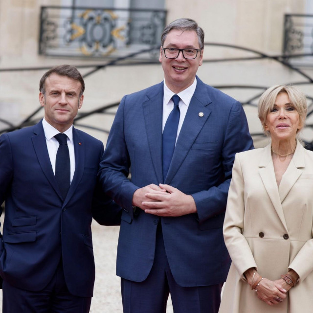 Emmanuel Macron, Aleksandar Vučić, Brigitte Macron