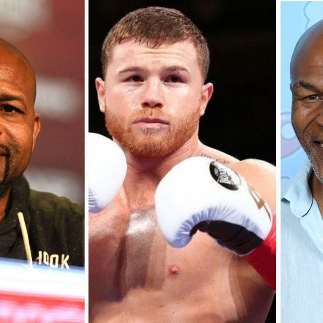 Roy Jones Jr. (lijevo), Canelo Alvarez (sredina) i Mike Tyson (desno)